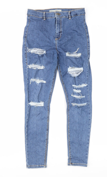 Topshop Womens Blue Cotton Skinny Jeans Size 30 in L29 in Regular Zip
