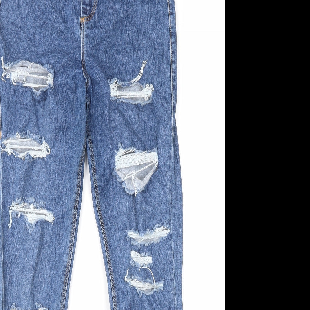 Topshop Womens Blue Cotton Skinny Jeans Size 30 in L29 in Regular Zip