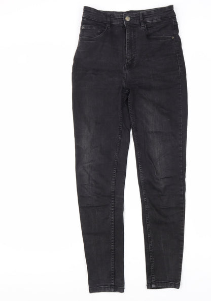 Pull&Bear Womens Black Cotton Skinny Jeans Size 28 L28 in Regular Zip