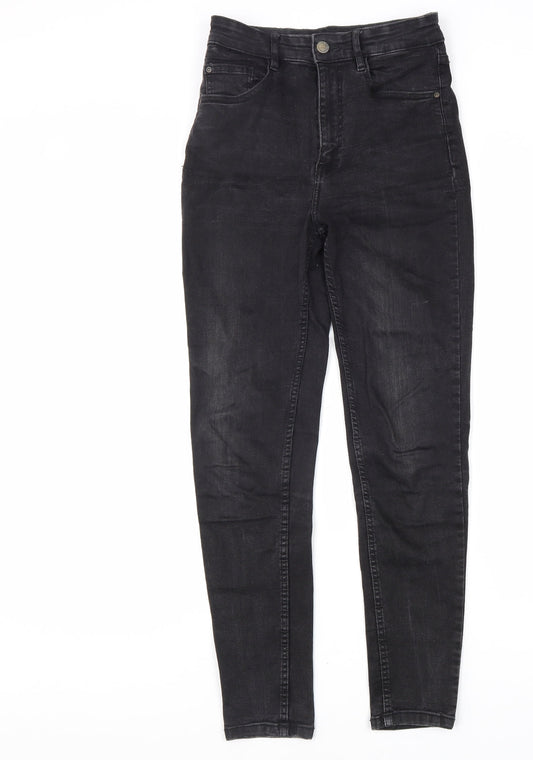Pull&Bear Womens Black Cotton Skinny Jeans Size 28 L28 in Regular Zip