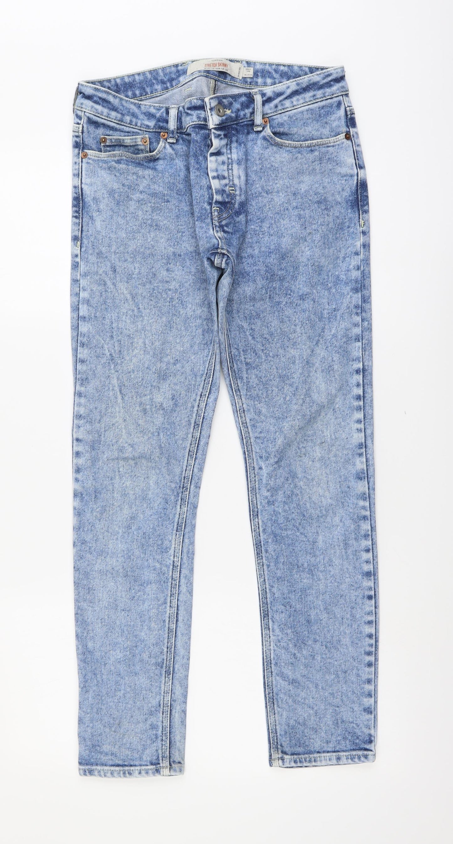 Mens UK Size 30 in Topman Regular Fit Skinny Blue Jeans