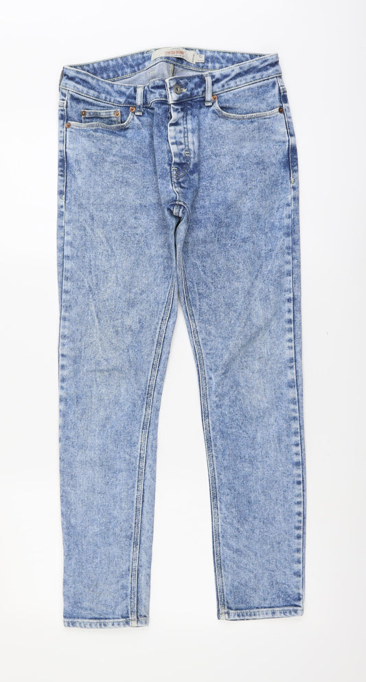 Mens UK Size 30 in Topman Regular Fit Skinny Blue Jeans