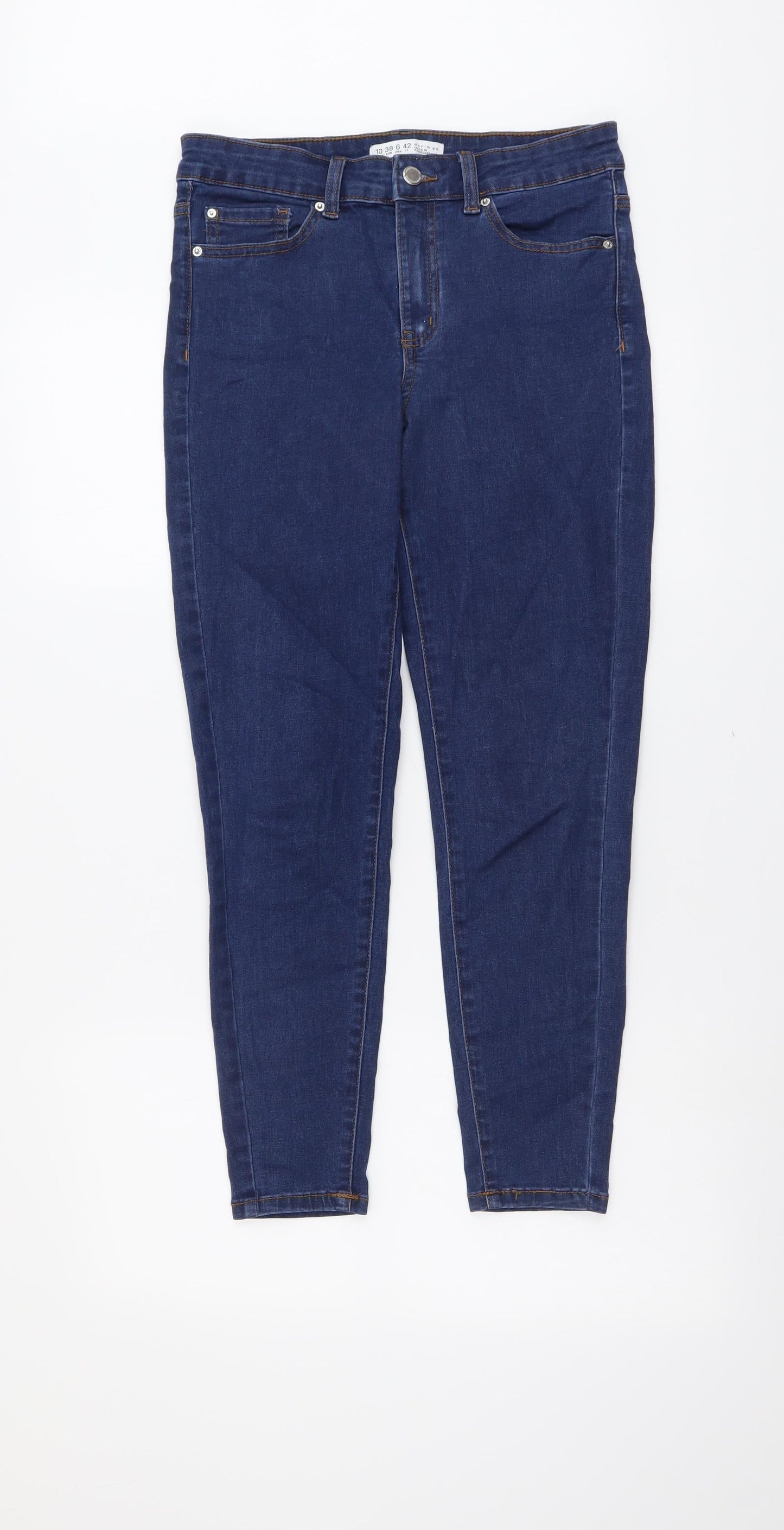 Denim & Co. Womens Blue Cotton Skinny Jeans Size 10 L26 in Regular Button