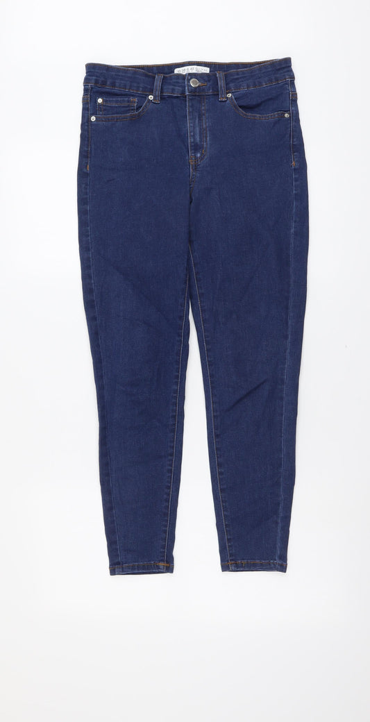 Denim & Co. Womens Blue Cotton Skinny Jeans Size 10 L26 in Regular Button