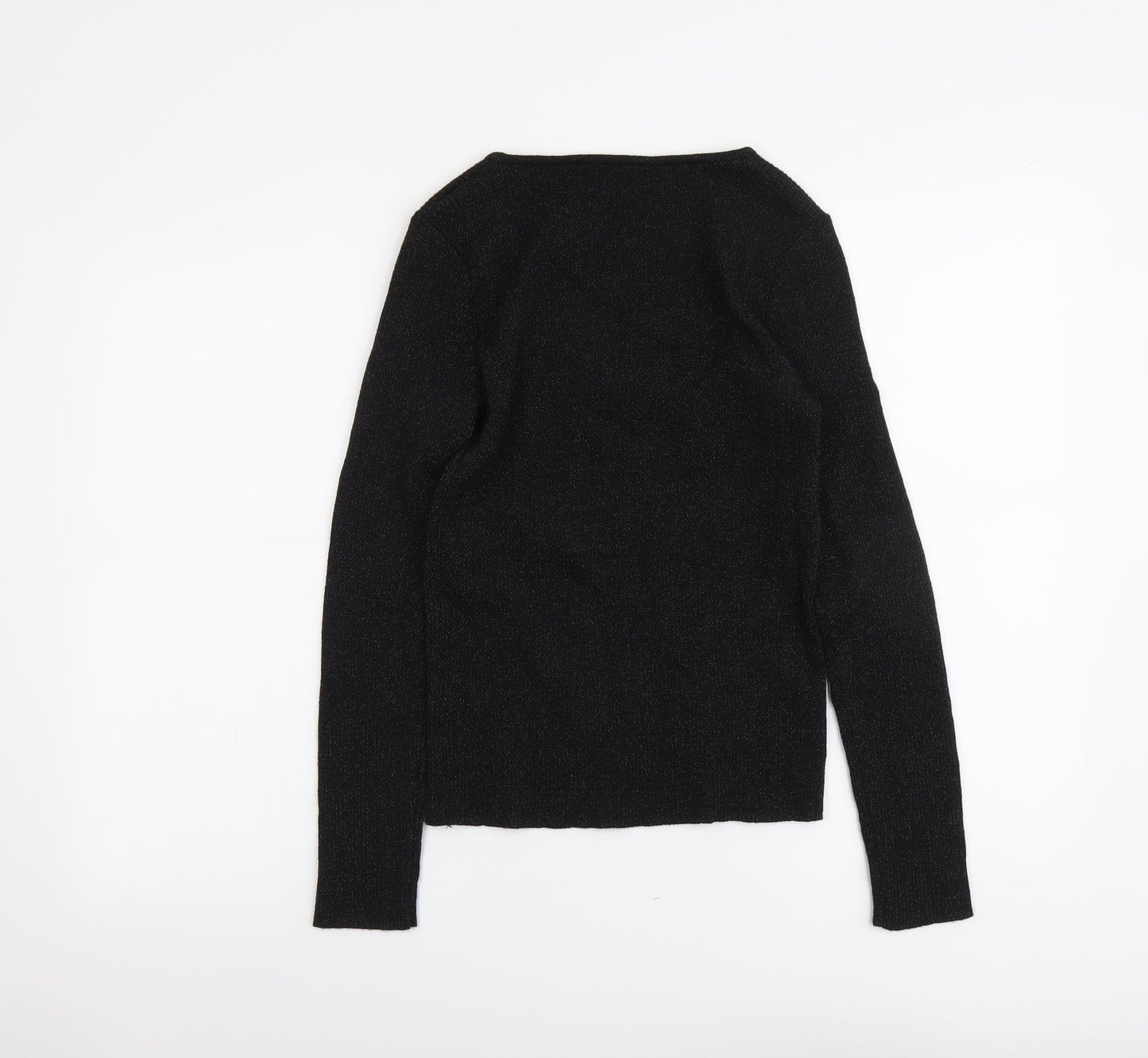 TU Womens Black Scoop Neck Polyacrylate Fibre Pullover Jumper Size 10 - Ribbed