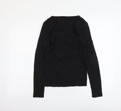 TU Womens Black Scoop Neck Polyacrylate Fibre Pullover Jumper Size 10 - Ribbed