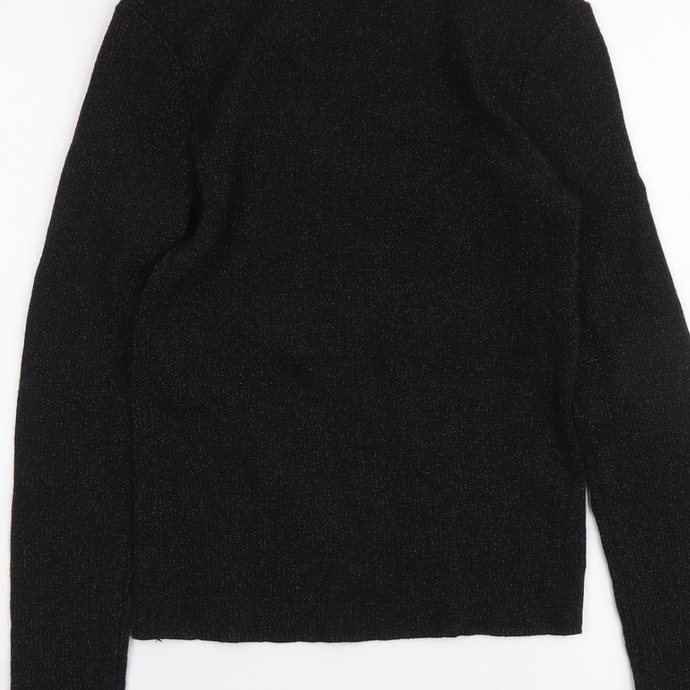 TU Womens Black Scoop Neck Polyacrylate Fibre Pullover Jumper Size 10 - Ribbed