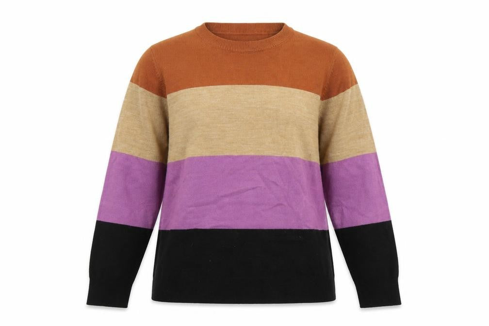 Marks and Spencer Womens Multicoloured Scoop Neck Acrylic Pullover Jumper Size 12 - Colourblock
