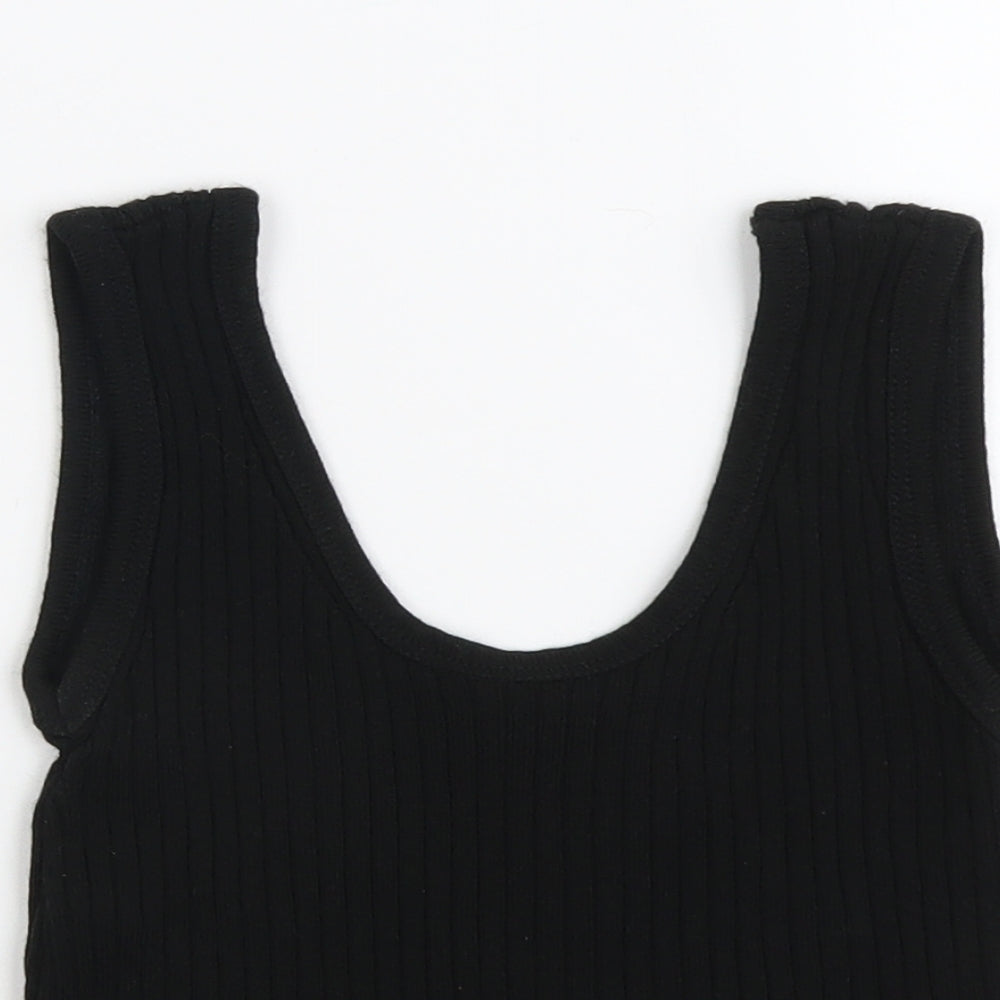 Boohoo Womens Black Acrylic Cropped Tank Size S Scoop Neck - Ribbed