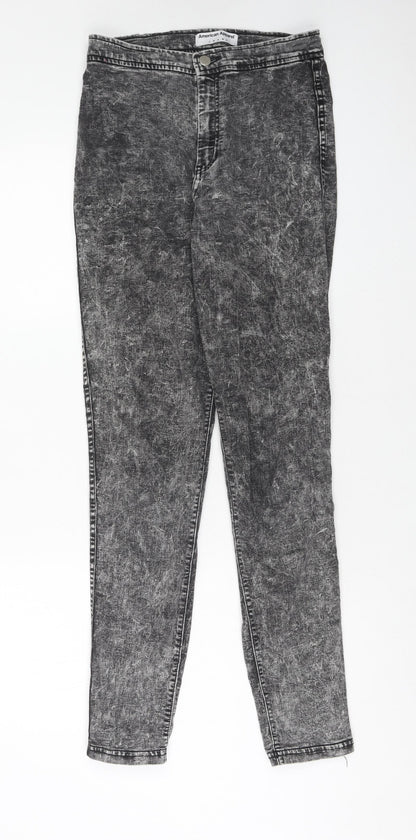 American Apparel Womens Black Cotton Skinny Jeans Size M Regular Zip