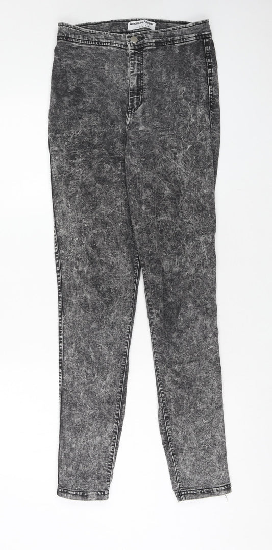 American Apparel Womens Black Cotton Skinny Jeans Size M Regular Zip