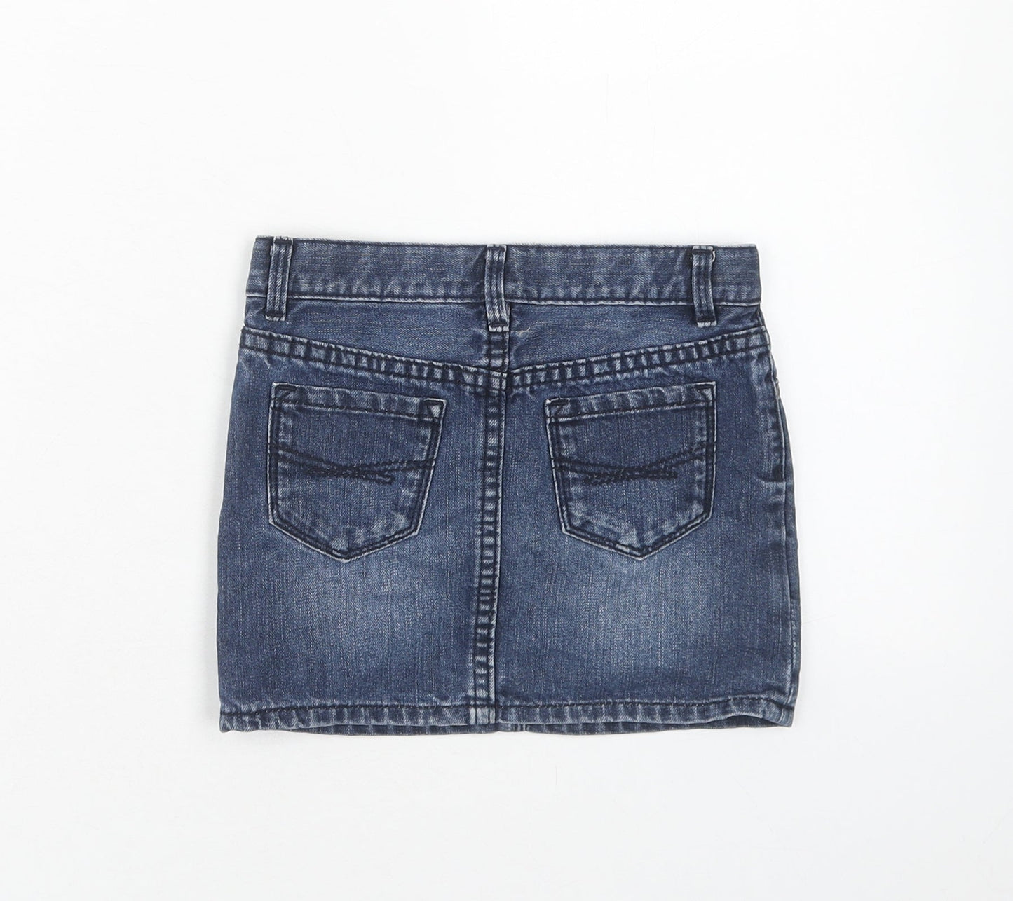 Gap Girls Blue Cotton Mini Skirt Size 5 Years Regular Zip