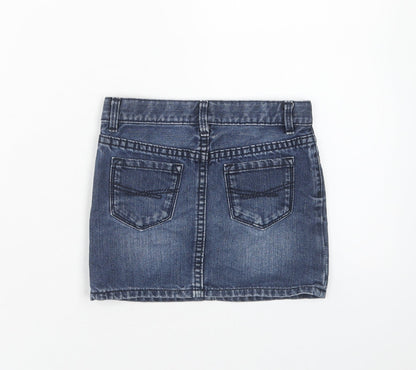 Gap Girls Blue Cotton Mini Skirt Size 5 Years Regular Zip
