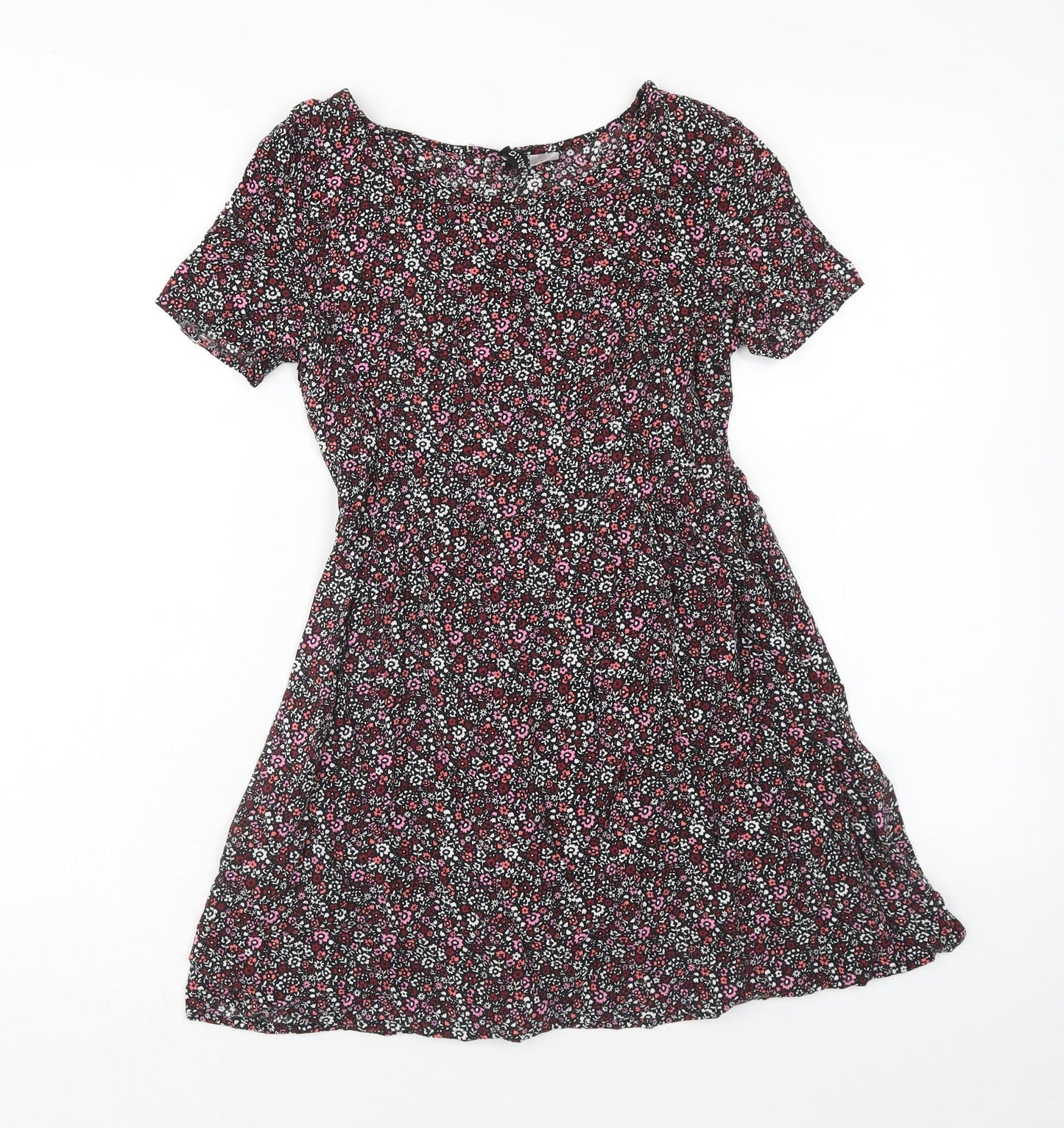 H&M Womens Multicoloured Floral Viscose A-Line Size 4 Boat Neck Pullover