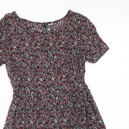 H&M Womens Multicoloured Floral Viscose A-Line Size 4 Boat Neck Pullover