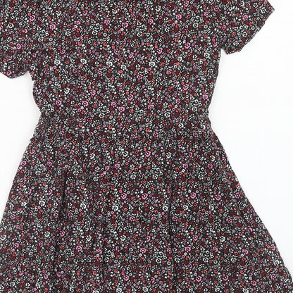 H&M Womens Multicoloured Floral Viscose A-Line Size 4 Boat Neck Pullover