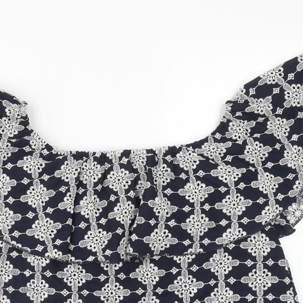 Womens UK Size M Zara Blue Basic Blouse