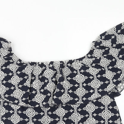 Womens UK Size M Zara Blue Basic Blouse