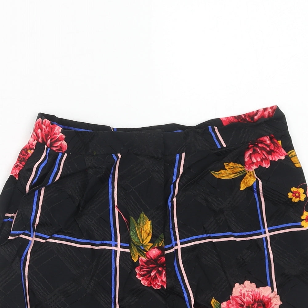 Topshop Womens Black Geometric Viscose Basic Shorts Size 6 Regular Zip