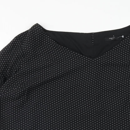 M&Co Womens Black Polka Dot Polyester Basic Blouse Size 18 V-Neck