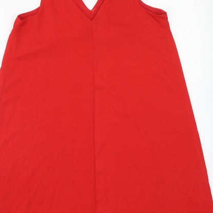 River Island Womens Red Polyester Trapeze & Swing Size 10 V-Neck Pullover