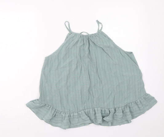 SheIn Womens Green Polyester Basic Tank Size L Round Neck