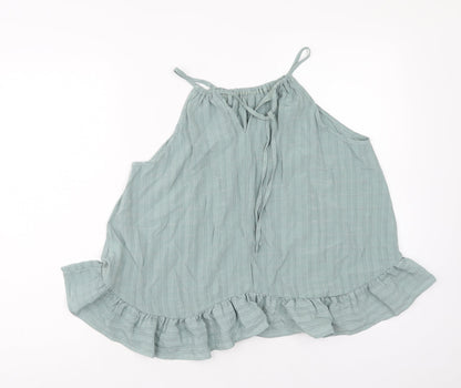 SheIn Womens Green Polyester Basic Tank Size L Round Neck