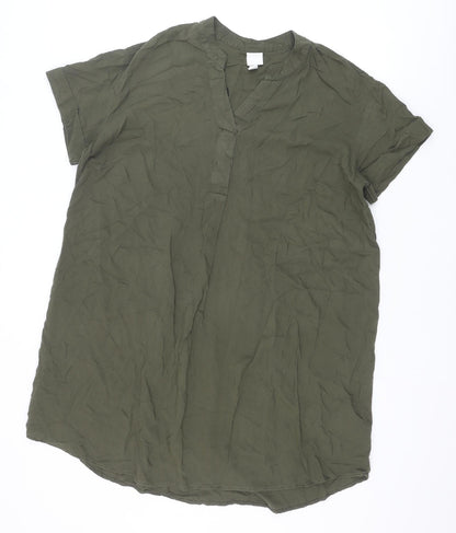 H&M Womens Green Viscose Shift Size 10 V-Neck Pullover
