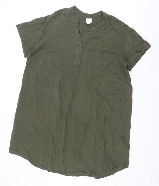 H&M Womens Green Viscose Shift Size 10 V-Neck Pullover