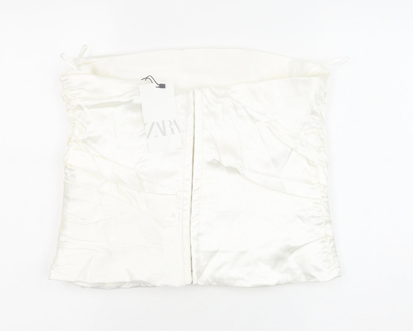 Zara Womens White Polyester Cropped Blouse Size 2XL Off the Shoulder