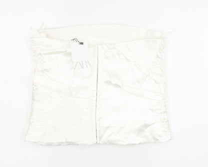 Zara Womens White Polyester Cropped Blouse Size 2XL Off the Shoulder