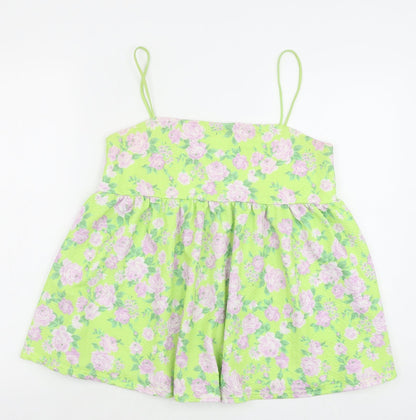 ASOS Womens Green Floral Polyester Camisole Tank Size 8 Square Neck