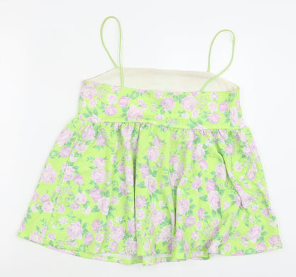 ASOS Womens Green Floral Polyester Camisole Tank Size 8 Square Neck