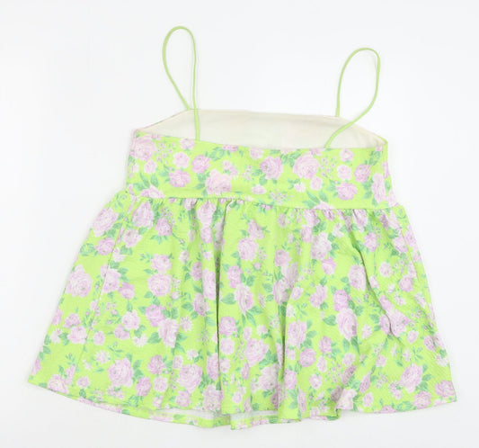 ASOS Womens Green Floral Polyester Camisole Tank Size 8 Square Neck