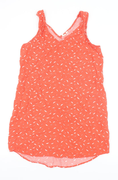 Gap Womens Orange Geometric Viscose Tank Dress Size M V-Neck Pullover