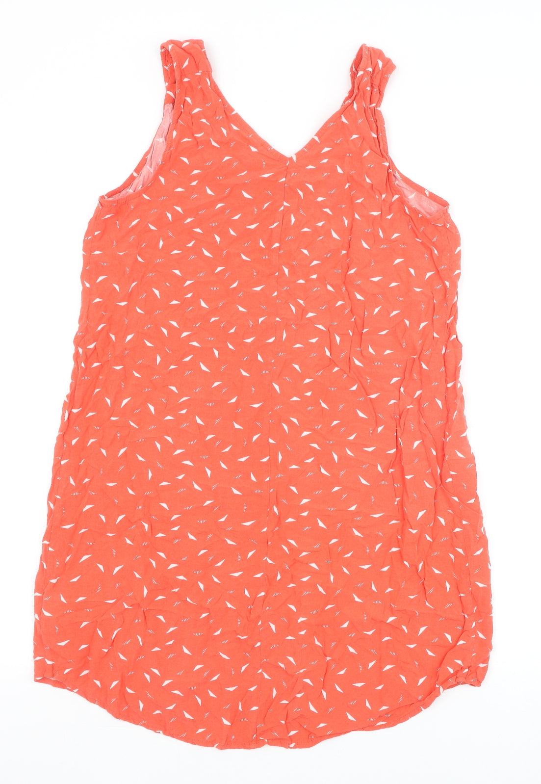 Gap Womens Orange Geometric Viscose Tank Dress Size M V-Neck Pullover