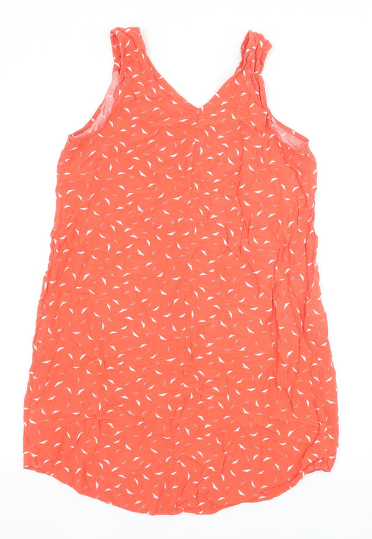 Gap Womens Orange Geometric Viscose Tank Dress Size M V-Neck Pullover