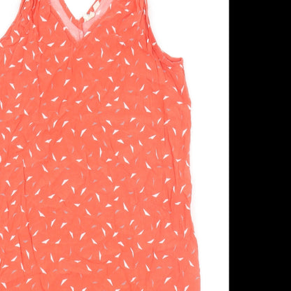 Gap Womens Orange Geometric Viscose Tank Dress Size M V-Neck Pullover