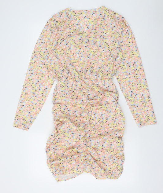 Parisian Womens Multicoloured Floral Polyester Bodycon Size M V-Neck Zip