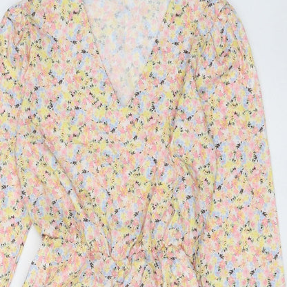 Parisian Womens Multicoloured Floral Polyester Bodycon Size M V-Neck Zip