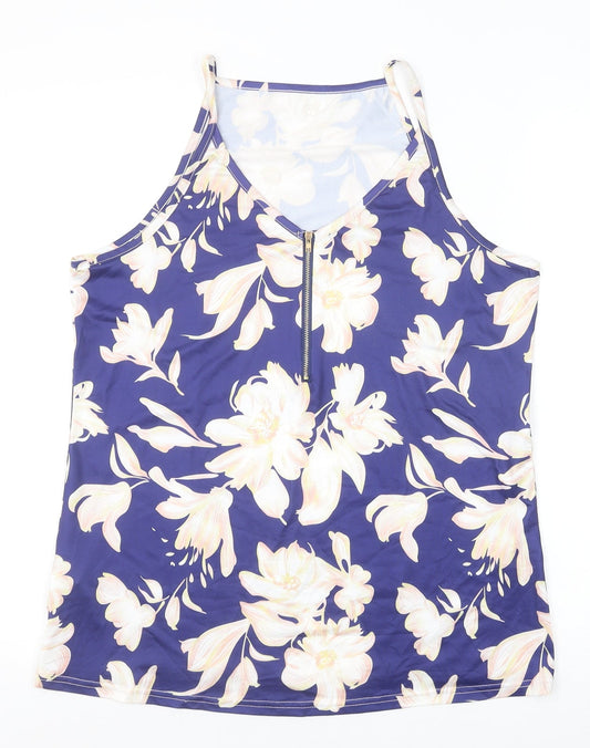 Womens UK Size XL Preworn Blue Basic Tank