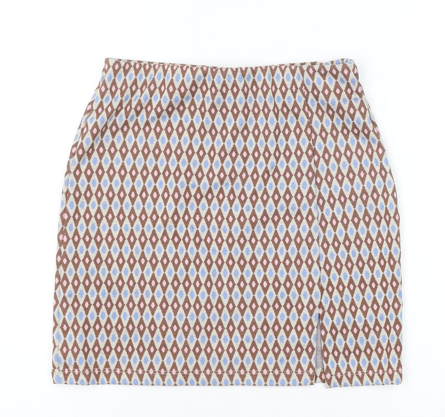 Primark Womens Brown Geometric Polyester Straight & Pencil Skirt Size 6