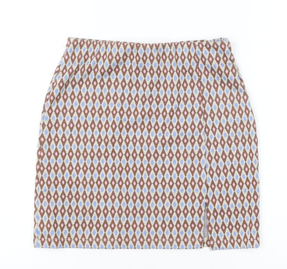 Primark Womens Brown Geometric Polyester Straight & Pencil Skirt Size 6