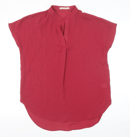 Active USA Womens Red Polyester Basic Blouse Size S V-Neck