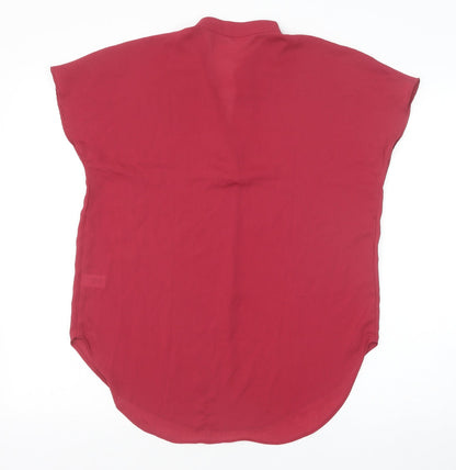 Active USA Womens Red Polyester Basic Blouse Size S V-Neck