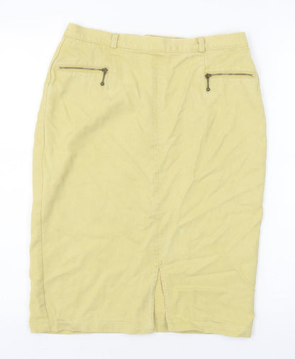 Preworn Womens Yellow Lyocell Straight & Pencil Skirt Size 12 Zip
