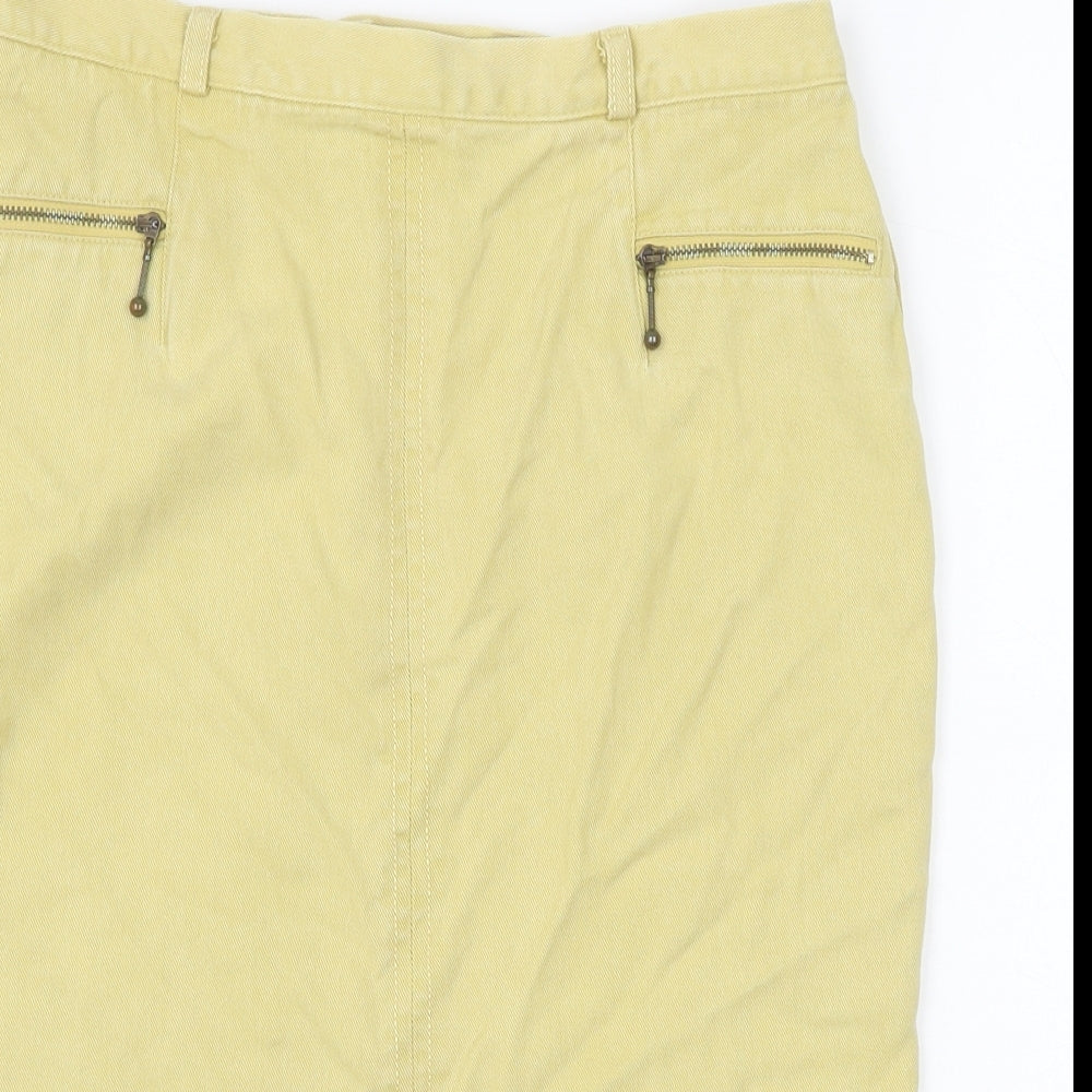 Preworn Womens Yellow Lyocell Straight & Pencil Skirt Size 12 Zip