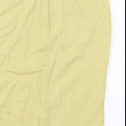 Preworn Womens Yellow Lyocell Straight & Pencil Skirt Size 12 Zip