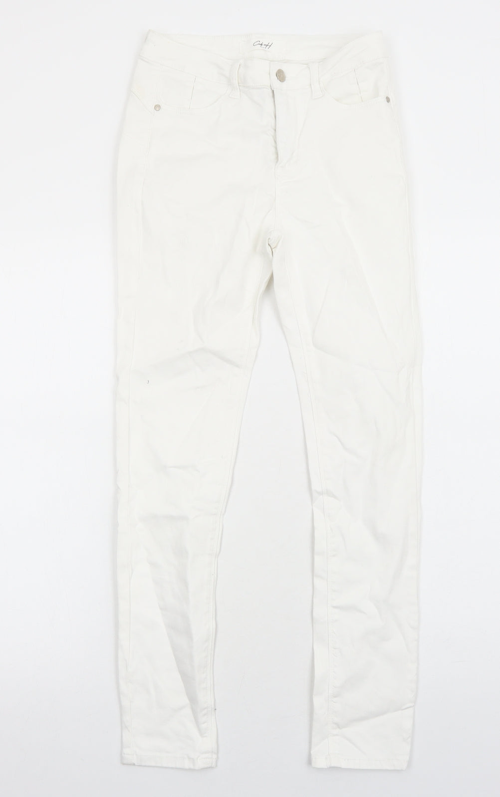 Womens UK Size 8 Preworn Regular Fit Skinny White Jeans