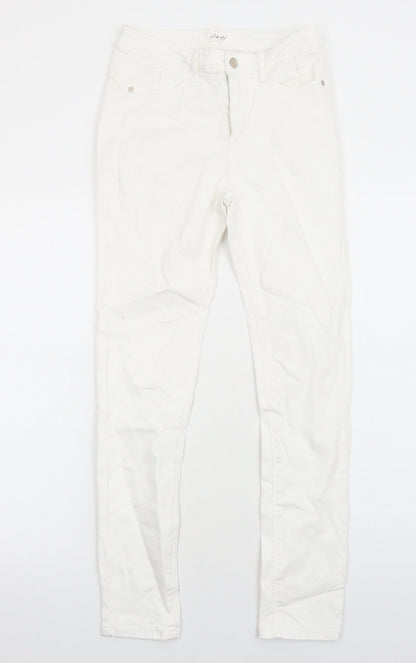 Womens UK Size 8 Preworn Regular Fit Skinny White Jeans